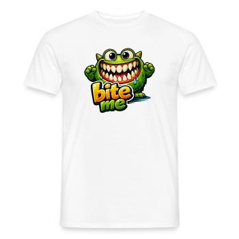 Green Funny Monster BiteMe Cartoon - Men's T-Shirt - white - Front - AI Model Male 178 dark (178cm)