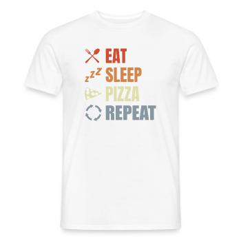 Manger Pizza Dormir Répéter - T-shirt homme - blanc - Devant - AI Model Male 178 dark (178cm)