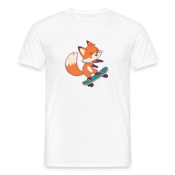Fox skateboarder on skateboard - Men's T-Shirt - white - Front - AI Model Male 178 dark (178cm)