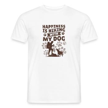 Happiness Is Hiking With My Dog Wander Saying - Men's T-Shirt - white - Front - AI Model Male 178 dark (178cm)