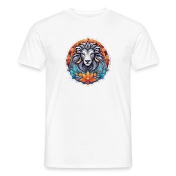 Colorful floral lion graphic print - Men's T-Shirt - white - Front - AI Model Male 178 dark (178cm)