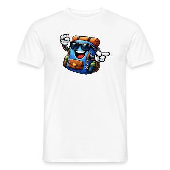 Backpack with sunglasses - Men's T-Shirt - white - Front - AI Model Male 178 dark (178cm)
