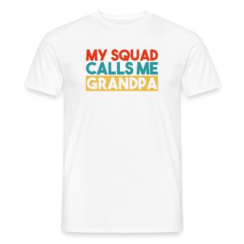 Mon escouade m’appelle Grand-père Slogan rétro coloré - T-shirt homme - blanc - Devant - AI Model Male 178 dark (178cm)