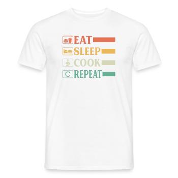 Funny Chef Head Chef Baker Chef Eat Sleep Cook Rep - Men's T-Shirt - white - Front - AI Model Male 178 dark (178cm)