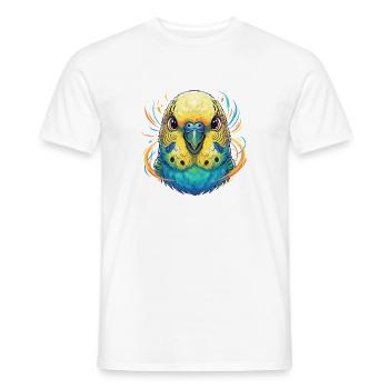 Lebendige Wellensittich Farbexplosion - Männer T-Shirt - Weiß - Vorne - AI Model Male 178 dark (178cm)