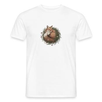 Sleeping Fox Wreath Sweet - Men's T-Shirt - white - Front - AI Model Male 178 dark (178cm)