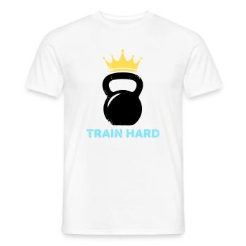 Kettlebell Crown Train Hard - Men's T-Shirt - white - Front - AI Model Male 178 dark (178cm)