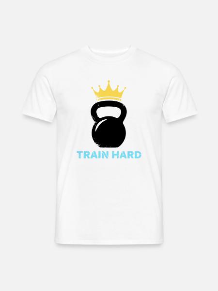 Kettlebell Crown Train Hard - Men's T-Shirt - white