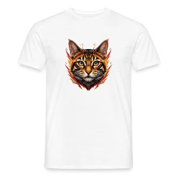 Flame Cat Head with Fire Accents - Men's T-Shirt - white - Front - AI Model Male 178 dark (178cm)