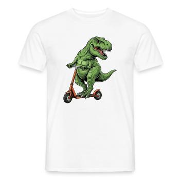 Dinosaurier-Roller T-Rex auf Scooter-Geschenken - Männer T-Shirt - Weiß - Vorne - AI Model Male 178 dark (178cm)