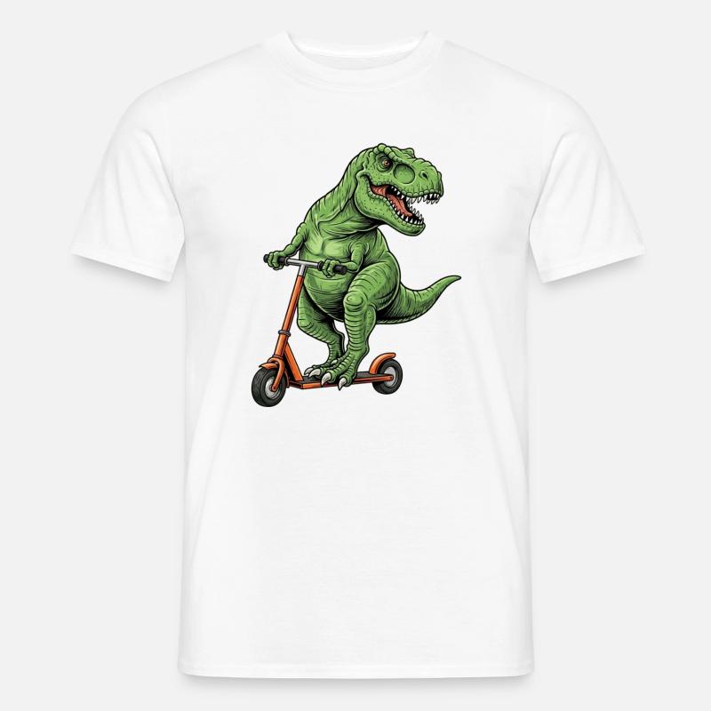 Dinosaurier-Roller T-Rex auf Scooter-Geschenken - Männer T-Shirt - Weiß