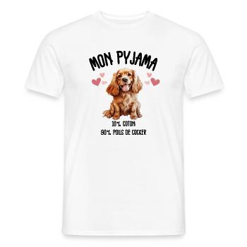 Pyjama Chien Cocker Drôle  - T-shirt homme - blanc - Devant - AI Model Male 178 dark (178cm)