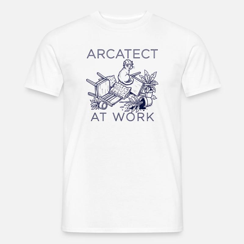 Worker's cat at work - Men’s T-shirt - white