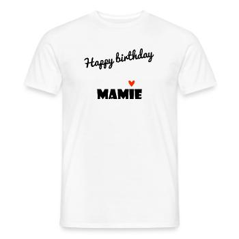 HAPPY BIRTHDAY. GRANNY. MAMMA. GRANDMOTHER. PARTY - Men's T-Shirt - white - Front - AI Model Male 178 dark (178cm)