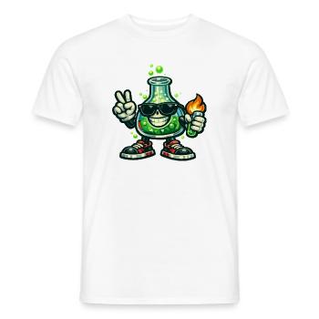 Labor-Held mit Peace-Sign und Flamme - Männer T-Shirt - Weiß - Vorne - AI Model Male 178 dark (178cm)