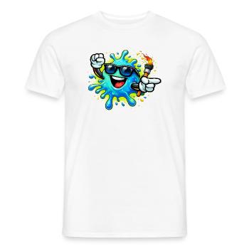 Éclaboussure de peinture joyeuse avec lunettes de soleil - T-shirt homme - blanc - Devant - AI Model Male 178 dark (178cm)