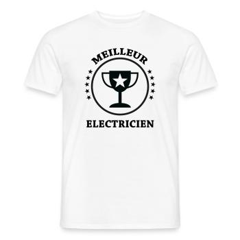 Meilleur Électricien : Le Trophée de la Qualité - T-shirt homme - blanc - Devant - AI Model Male 178 dark (178cm)