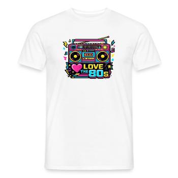 J’adore le Neon Boombox des années 80 - T-shirt homme - blanc - Devant - AI Model Male 178 dark (178cm)