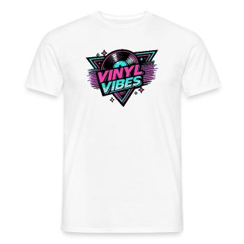 Vinyl Vibes Neon Retro - Men's T-Shirt - white - Front - AI Model Male 178 dark (178cm)
