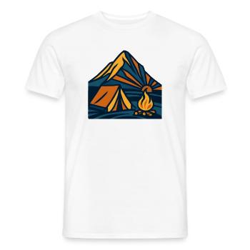 Bergzelt Lagerfeuer Abend - Männer T-Shirt - Weiß - Vorne - AI Model Male 178 dark (178cm)