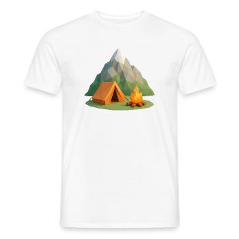 Geopolymountain Camping Scene - Men's T-Shirt - white - Front - AI Model Male 178 dark (178cm)