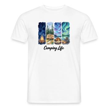 Camping Life Watercolor Adventure with Tent trees - Men's T-Shirt - white - Front - AI Model Male 178 dark (178cm)