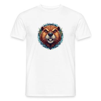 Glowing beaver in the neon ring - Men's T-Shirt - white - Front - AI Model Male 178 dark (178cm)