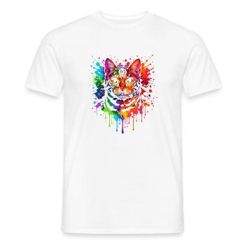 Bengal in Neon | Katzenkunst Pop Art - Männer T-Shirt - Weiß - Vorne - AI Model Male 178 dark (178cm)