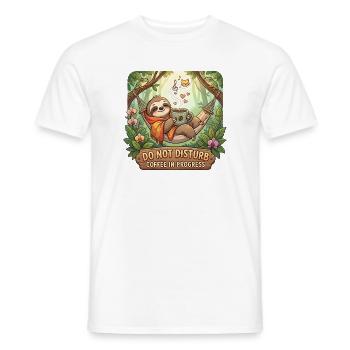 Paresseux Douillet avec Café et Design Ne Pas Déranger - T-shirt homme - blanc - Devant - AI Model Male 178 dark (178cm)