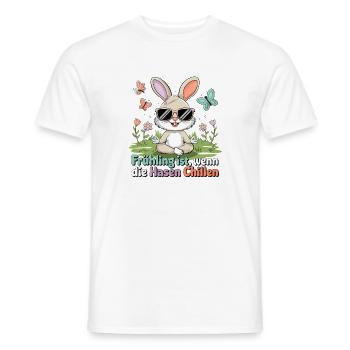  Frühling ist wenn die Hasen Chillen Lustiger - Männer T-Shirt - Weiß - Vorne - AI Model Male 178 dark (178cm)