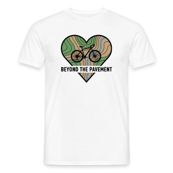 Au-delà du cœur du vélo de gravier sur bitume - T-shirt homme - blanc - Devant - AI Model Male 178 dark (178cm)