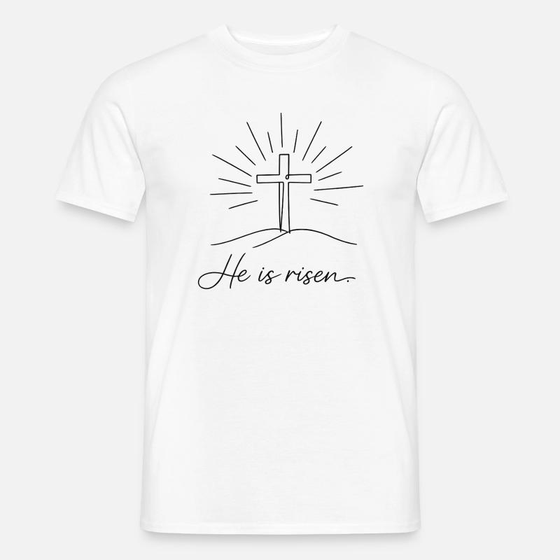 Crucifix He is Risen Easter Jesus - Men's T-Shirt - white