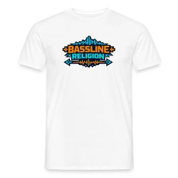 Bassline Religion Neon Logo - Männer T-Shirt - Weiß - Vorne - AI Model Male 178 dark (178cm)