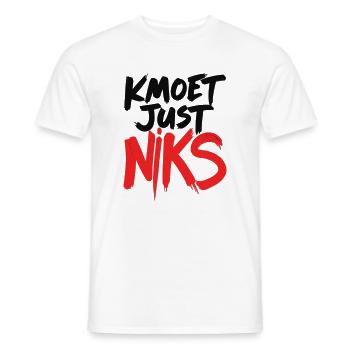 Kmoet Just Niks Lettrage Rouge Noir - T-shirt homme - blanc - Devant - AI Model Male 178 dark (178cm)