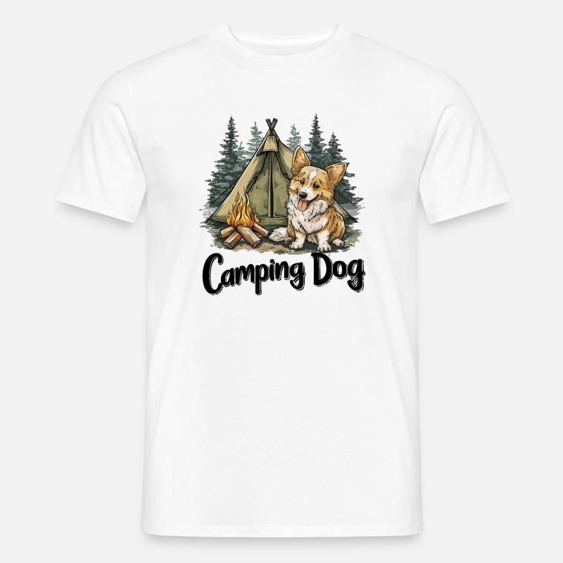 Camping Dog Siger Camping Dog Camper Gave - Mænd T-shirt - hvid