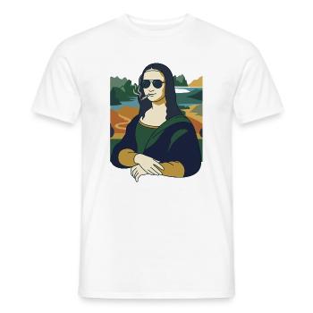 La Joconde fume de l’art drôle - T-shirt homme - blanc - Devant - AI Model Male 178 dark (178cm)