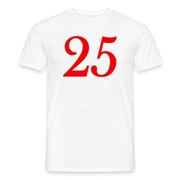 25. 25 ANS. 25e ANNIVERSAIRE. ANNIVERSAIRE 25 ANS. - T-shirt homme - blanc - Devant - AI Model Male 178 dark (178cm)