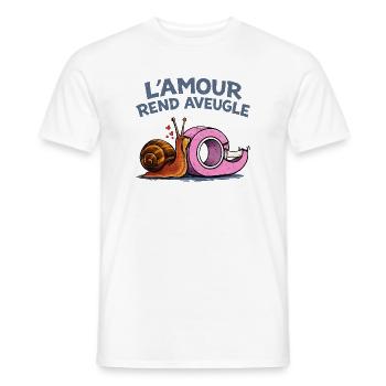 L’amour rend aveugle – humour escargot scotch - T-shirt homme - blanc - Devant - AI Model Male 178 dark (178cm)