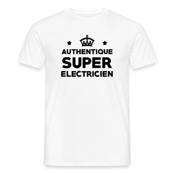 Authentique Super Électricien : Design Pro Métier - T-shirt homme - blanc - Devant - AI Model Male 178 dark (178cm)