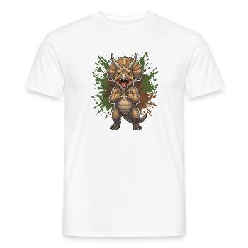 Cartoon-Triceratops mit Farbspritzern - Männer T-Shirt - Weiß - Vorne - AI Model Male 178 dark (178cm)