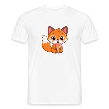 Renard gourmand à la glace - Men's T-Shirt - white - Front - AI Model Male 178 dark (178cm)