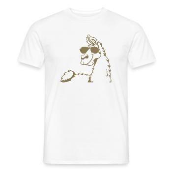 Cool Llama Alpaca Sunglasses Silhouette - Men's T-Shirt - white - Front - AI Model Male 178 dark (178cm)