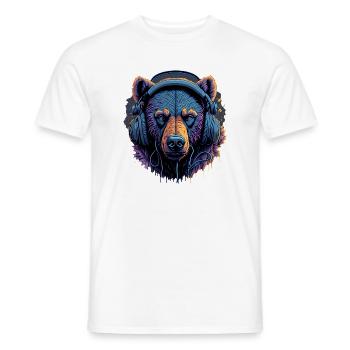 Ours néon avec un DJ casque - T-shirt homme - blanc - Devant - AI Model Male 178 dark (178cm)