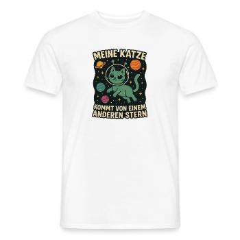 Meine Katze aus Sternenwelt - Männer T-Shirt - Weiß - Vorne - AI Model Male 178 dark (178cm)