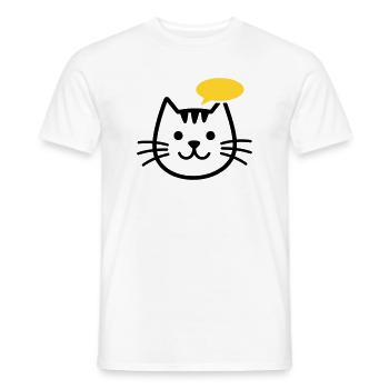 Tête de chat avec bulle de dialogue jaune - T-shirt homme - blanc - Devant - AI Model Male 178 dark (178cm)