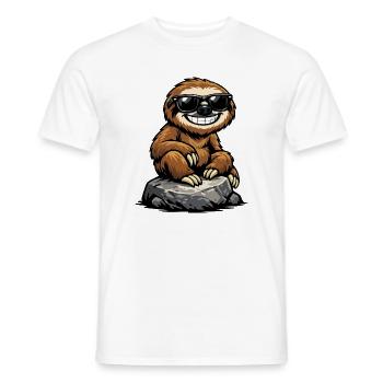 Sonnen-Sloth auf Felsen - Männer T-Shirt - Weiß - Vorne - AI Model Male 178 dark (178cm)
