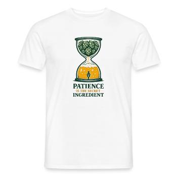 Patience Brews Flavor | Hobby brewing - Men's T-Shirt - white - Front - AI Model Male 178 dark (178cm)