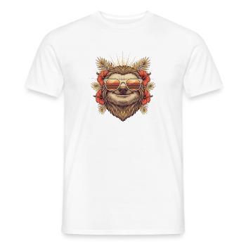 Sun sloth with hibiscus glasses - Men's T-Shirt - white - Front - AI Model Male 178 dark (178cm)