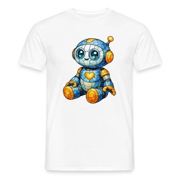 Robot Motif Stained Glass Window Look Cartoon - Men's T-Shirt - white - Front - AI Model Male 178 dark (178cm)