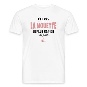 T’es pas la mouette la plus rapide du port, vanne - T-shirt homme - blanc - Devant - AI Model Male 178 dark (178cm)